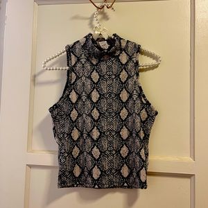 Caution to the Wind Snake Print sleeveless mock turtleneck. Size S